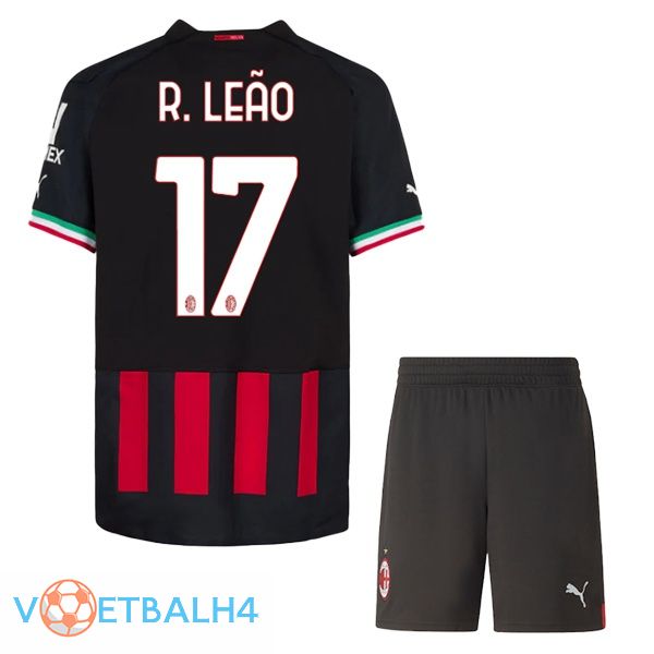 AC Milan (R. LEÃO 17) kinderen voetbal jerseys thuis rood 2022-2023