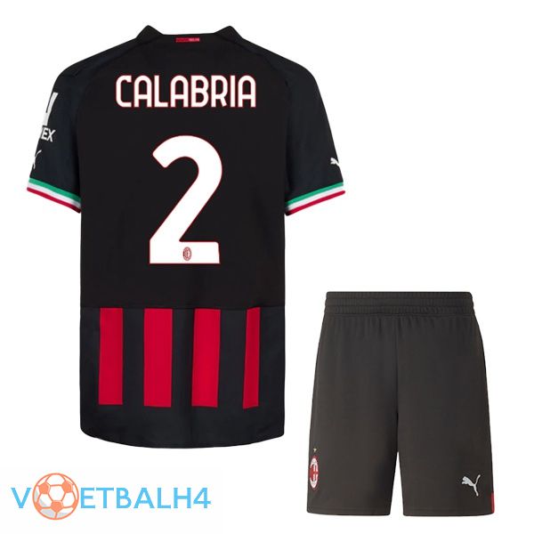 AC Milan (CALABRIA 2) kinderen voetbal jerseys thuis rood 2022-2023