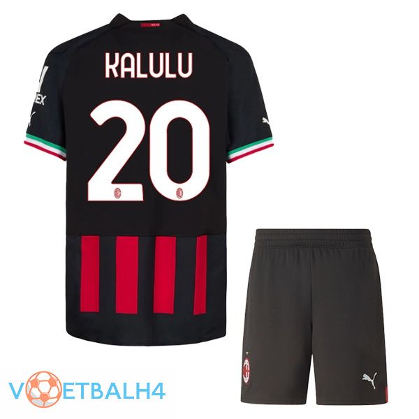 AC Milan (KALULU 20) kinderen voetbal jerseys thuis rood 2022-2023