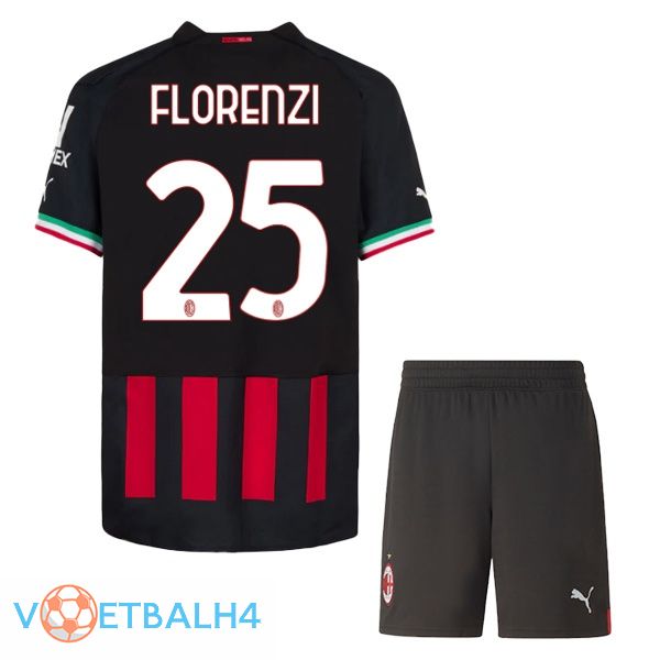 AC Milan (FLORENZI 25) kinderen voetbal jerseys thuis rood 2022-2023