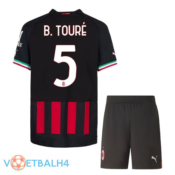 AC Milan (B. TOURÉ 5) kinderen voetbal jerseys thuis rood 2022-2023