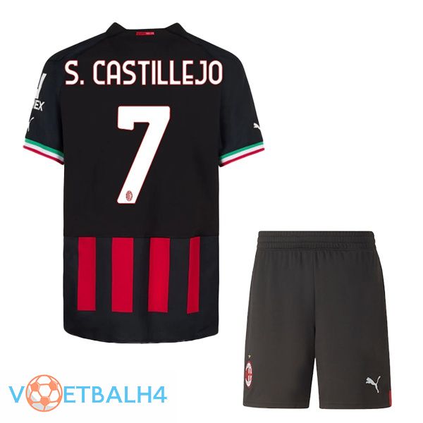 AC Milan (S. CASTILLEJO 7) kinderen voetbal jerseys thuis rood 2022-2023