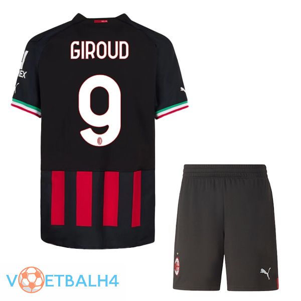 AC Milan (GIROUD 9) kinderen voetbal jerseys thuis rood 2022-2023