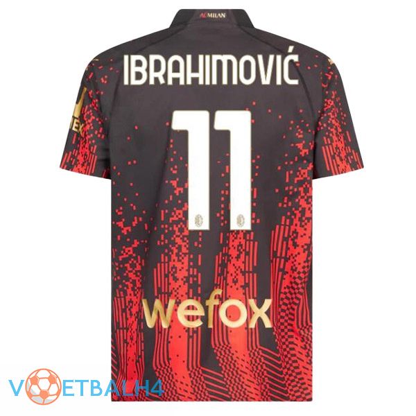 AC Milan (IBRAHIMOVIĆ 11) voetbal jersey vierde rood zwart 2022/2023