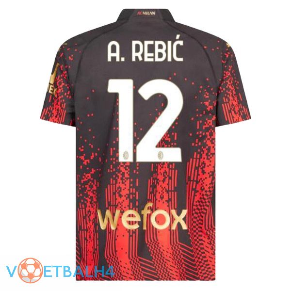 AC Milan (A. REBIĆ 12) voetbal jersey vierde rood zwart 2022/2023