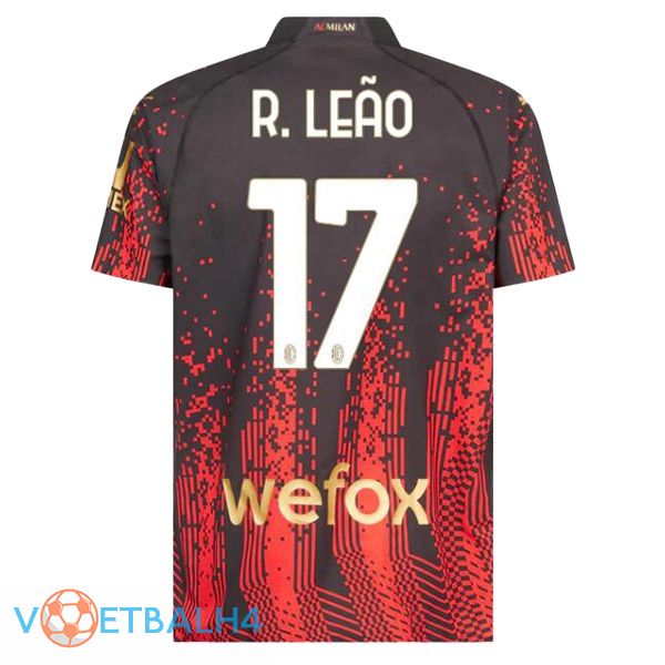 AC Milan (R. LEÃO 17) voetbal jersey vierde rood zwart 2022/2023