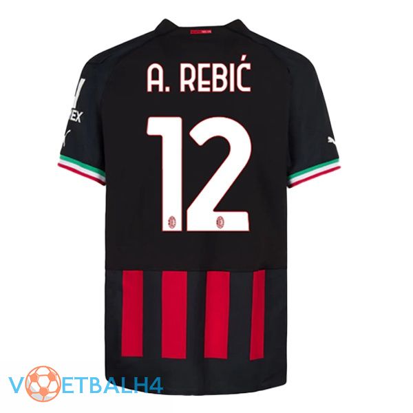 AC Milan (A. REBIĆ 12) voetbal jerseys thuis rood 2022-2023