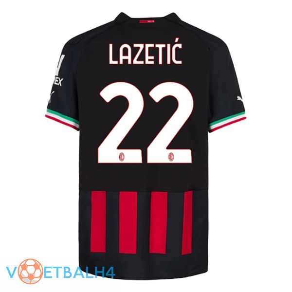 AC Milan (LAZETIĆ 22) voetbal jerseys thuis rood 2022-2023