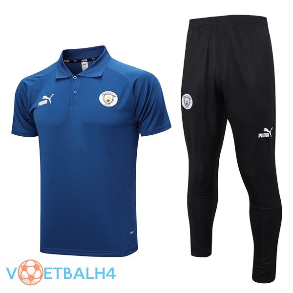 Manchester City voetbal Polo + broek koninklijk blauw 2023/2024