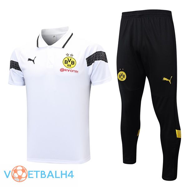 Dortmund BVB voetbal Polo + broek wit 2023/2024