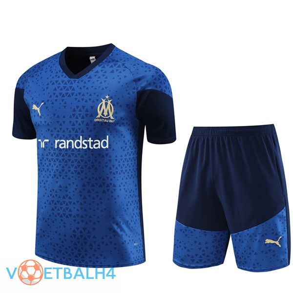 Marseille OM Training T Shirt + korte broek blauw koninklijk 2023/2024