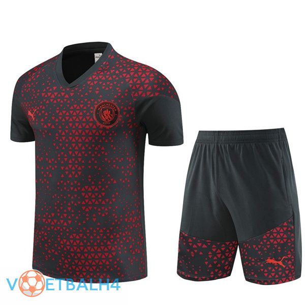 Manchester City Training T Shirt + korte broek rood zwart 2023/2024