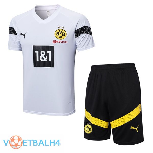 Dortmund BVB Training T Shirt + korte broek wit 2023/2024