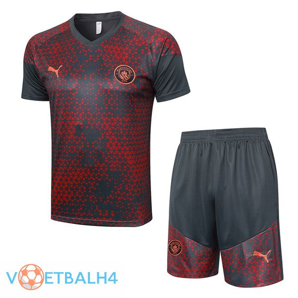 Manchester City Training T Shirt + korte broek rood grijs 2023/2024