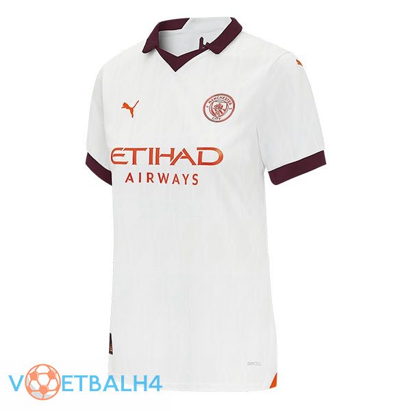 Manchester City Dames uit voetbal jersey wit 2023/2024