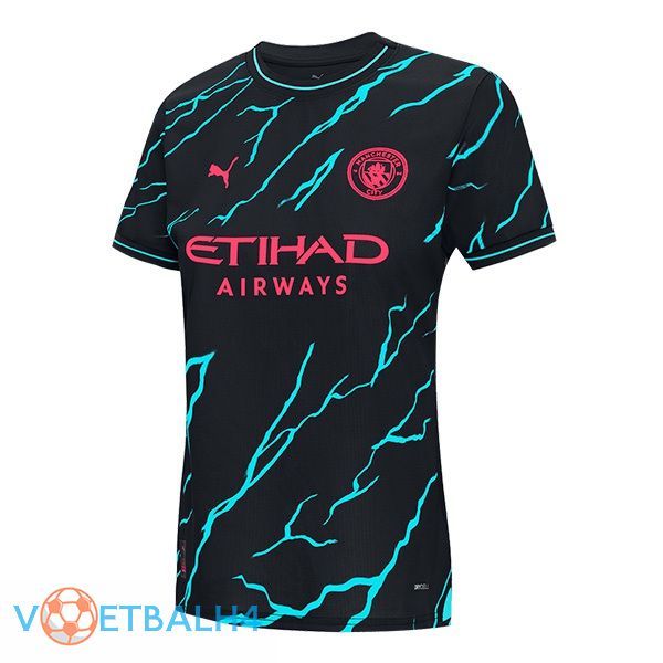 Manchester City Dames derde voetbal jersey blauw zwart 2023/2024