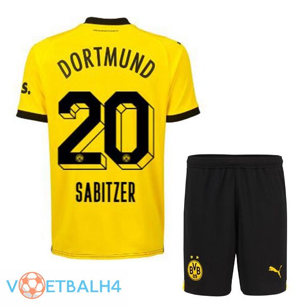 Dortmund BVB (Sabitzer 20) kinderen voetbal jersey thuis geel zwart 2023/2024