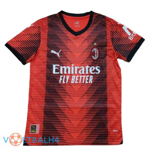 AC Milan voetbal jersey thuis rood gelekte versie 2023/2024