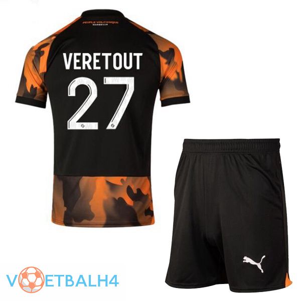 Marseille OM (VERETOUT 27) kinderen voetbal jersey derde zwart geel 2023/2024