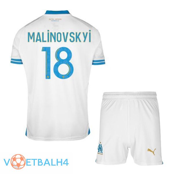 Marseille OM (MALINOVSKYI 18) kinderen voetbal jersey thuis wit 2023/2024