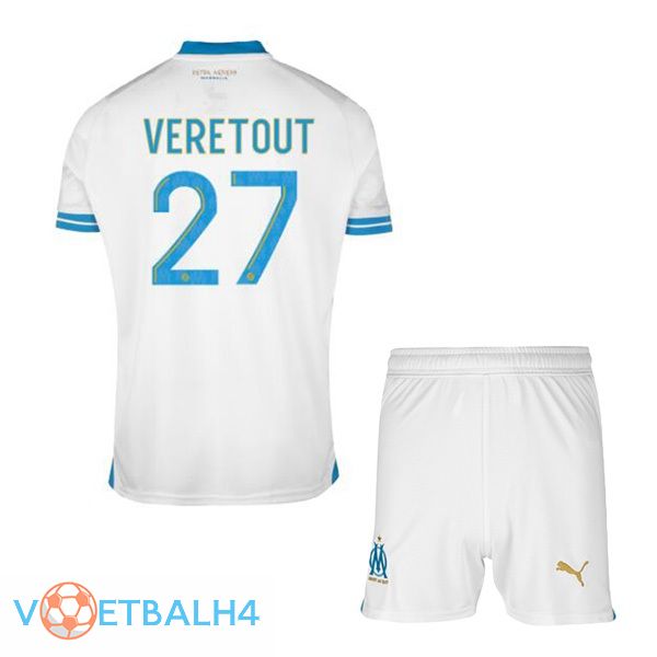 Marseille OM (VERETOUT 27) kinderen voetbal jersey thuis wit 2023/2024