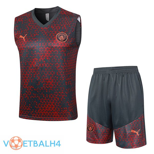 Manchester City voetbal Vest + korte broek rood zwart 2023/2024