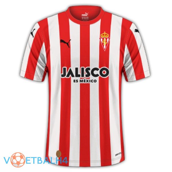 Sporting Gijon voetbal jersey thuis rood 2023/2024