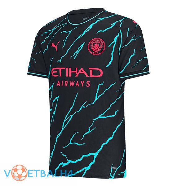 Manchester City derde voetbal jersey blauw zwart 2023/2024