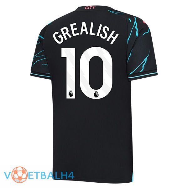 Manchester City (Jack Grealish 10) derde voetbal jersey blauw zwart 2023/2024