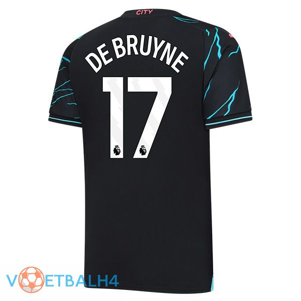 Manchester City (Kevin De Bruyne 17) derde voetbal jersey blauw zwart 2023/2024