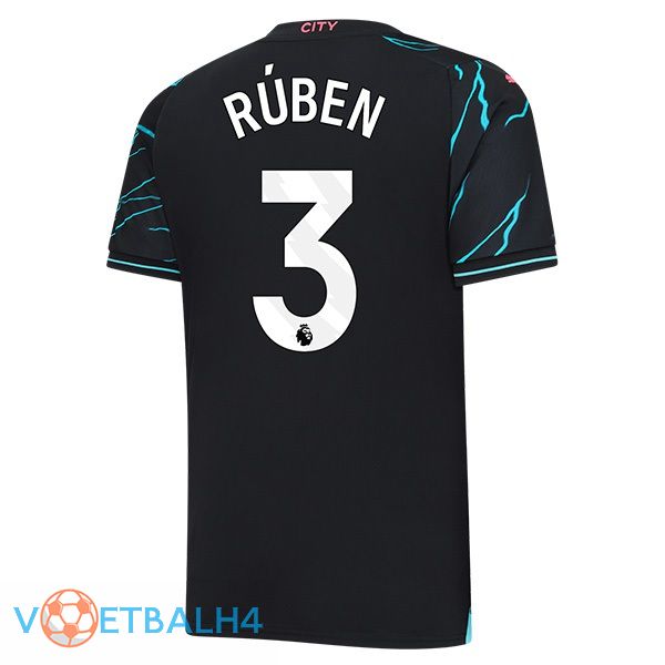 Manchester City (Ruben Dias 3) derde voetbal jersey blauw zwart 2023/2024