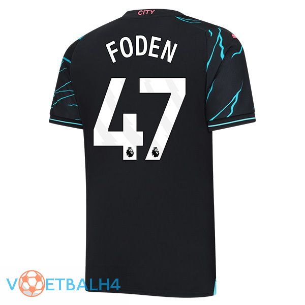 Manchester City (Phil Foden 47) derde voetbal jersey blauw zwart 2023/2024