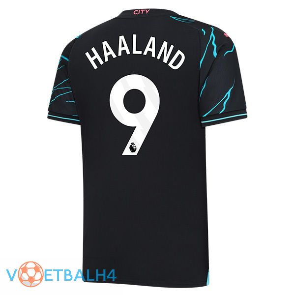 Manchester City (Erling Haaland 9) derde voetbal jersey blauw zwart 2023/2024