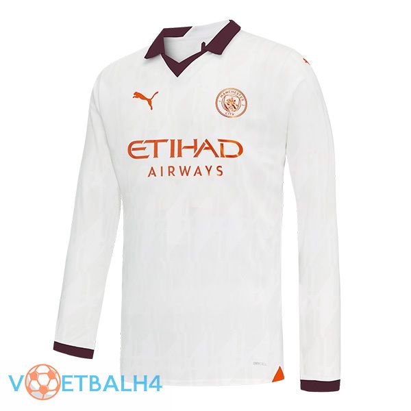 Manchester City uit voetbal jersey lange mouwwit 2023/2024