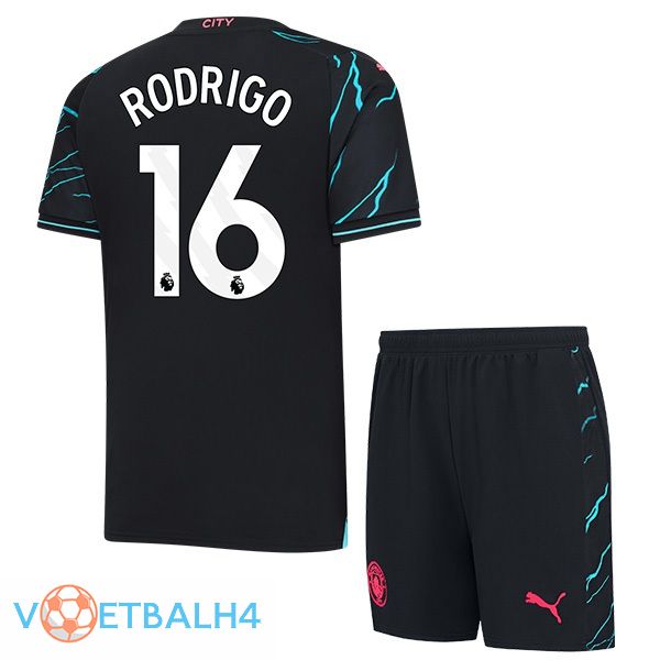 Manchester City (Rodrigo 16) kinderen derde voetbal jersey blauw zwart 2023/2024