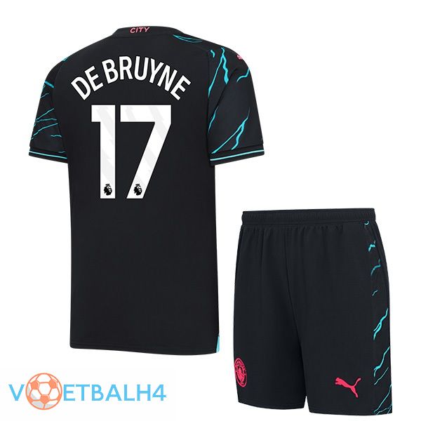 Manchester City (Kevin De Bruyne 17) kinderen derde voetbal jersey blauw zwart 2023/2024