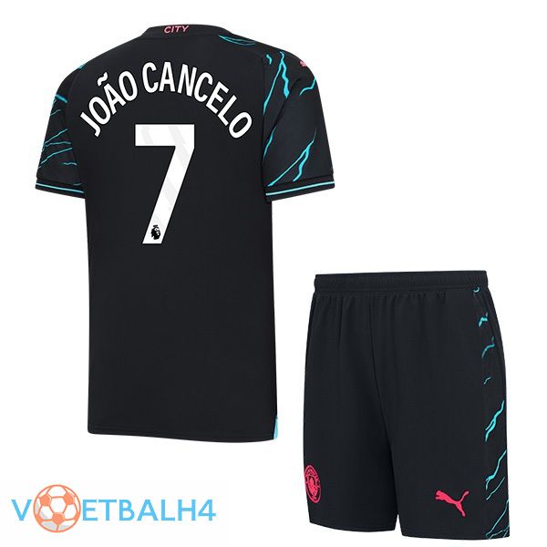 Manchester City (João Cancelo 7) kinderen derde voetbal jersey blauw zwart 2023/2024