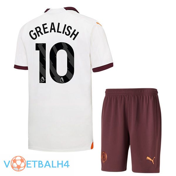 Manchester City (Jack Grealish 10) kinderen uit voetbal jersey wit 2023/2024