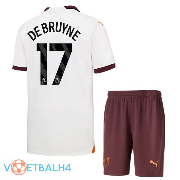 Manchester City (Kevin De Bruyne 17) kinderen uit voetbal jersey wit 2023/2024