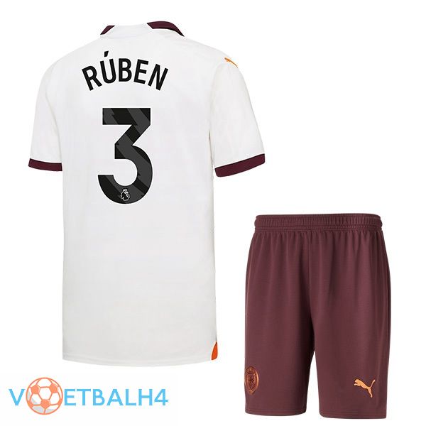 Manchester City (Ruben Dias 3) kinderen uit voetbal jersey wit 2023/2024