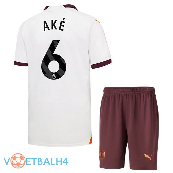 Manchester City (Nathan Ake 6) kinderen uit voetbal jersey wit 2023/2024