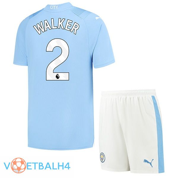 Manchester City (Kyle Walker 2) kinderen thuis voetbal jersey blauw 2023/2024