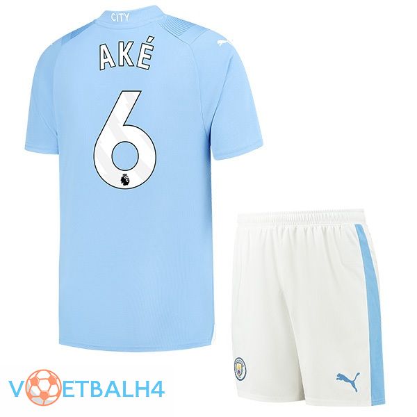 Manchester City (Nathan Ake 6) kinderen thuis voetbal jersey blauw 2023/2024