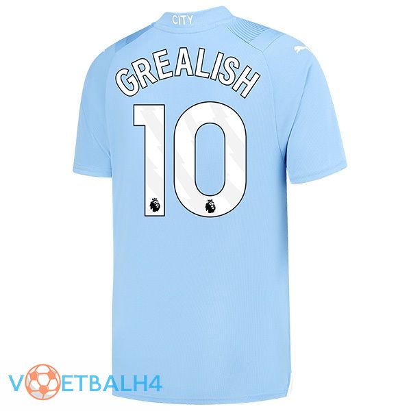 Manchester City (Jack Grealish 10) thuis voetbal jersey blauw 2023/2024