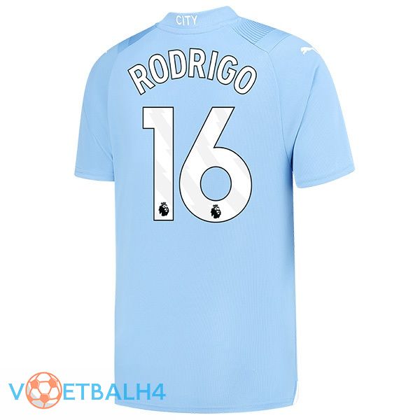 Manchester City (Rodrigo 16) thuis voetbal jersey blauw 2023/2024