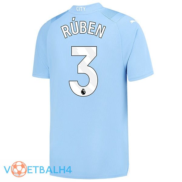 Manchester City (Ruben Dias 3) thuis voetbal jersey blauw 2023/2024