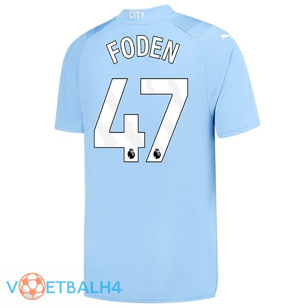 Manchester City (Phil Foden 47) thuis voetbal jersey blauw 2023/2024