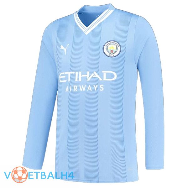 Manchester City voetbal jersey thuis lange mouwblauw 2023/2024