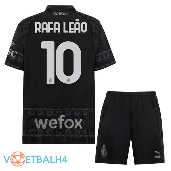 AC Milan (Rafa Leão 10) kinderen voetbal jersey vierde zwart 2023/2024