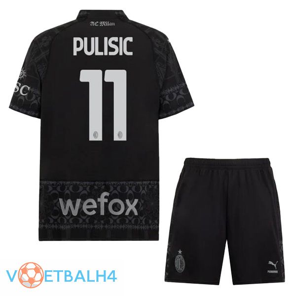 AC Milan (Pulisic 11) kinderen voetbal jersey vierde zwart 2023/2024